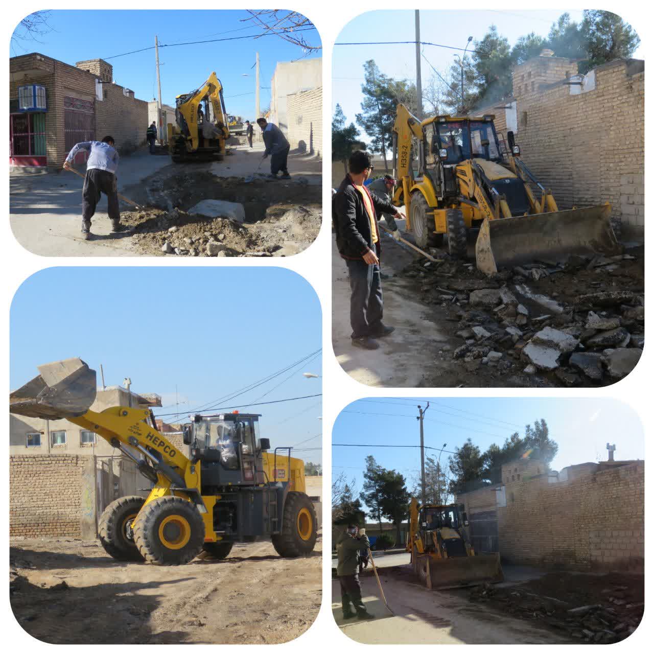 آغاز عملیات خاکبرداری و زیرسازی خیابان امام خمینی(ره)34 توسط واحد ماشین آلات وعمران شهرداری درگز