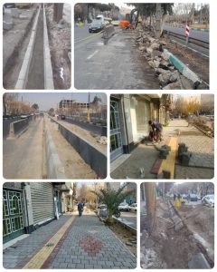 اجرای نوسازی و بازسازی پیاده رو های سه محور اصلی قبله تهران