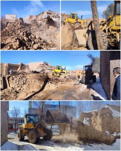 رفع خطر ساختمان قدیمی در خیابان فرهنگ (میدان تعزیه) میمه