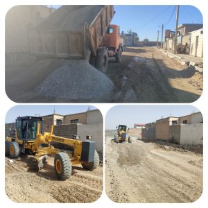 تداوم عملیات تسطیح و زیرسازی معابر سطح شهر مهران